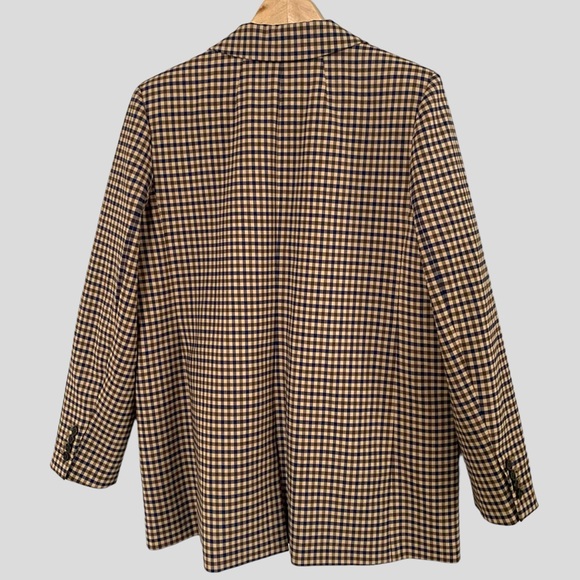 J. Crew Alfie Honey Plaid Italian Wool Stretch Blazer Size 10 NWOT Tollegno 1900 - Picture 3 of 16